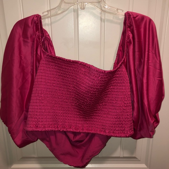 EXPRESS x Ladygang Hot Pink Chiffon Top- NWT - Picture 4 of 16